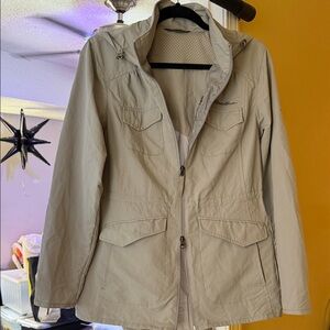 Eddie Bauer Women's Light Gray Utility Jacket dual Zipper!!